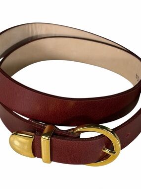 Streets Ahead Women's Brown Leather Belt with Gold Buckle Made In Italy Italian